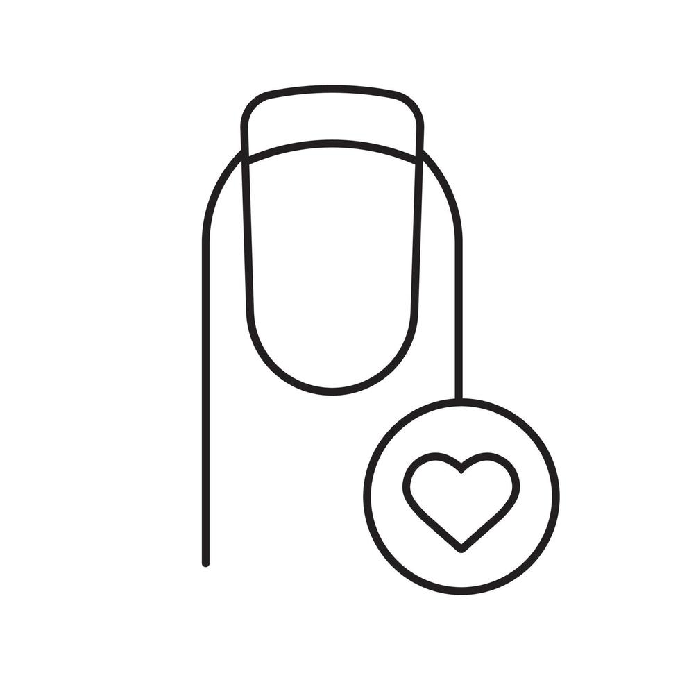 fransk manikyr med hjärtformad linjär ikon. tunn linje illustration. favorit manikyr typ. kontursymbol. vektor isolerade konturritning