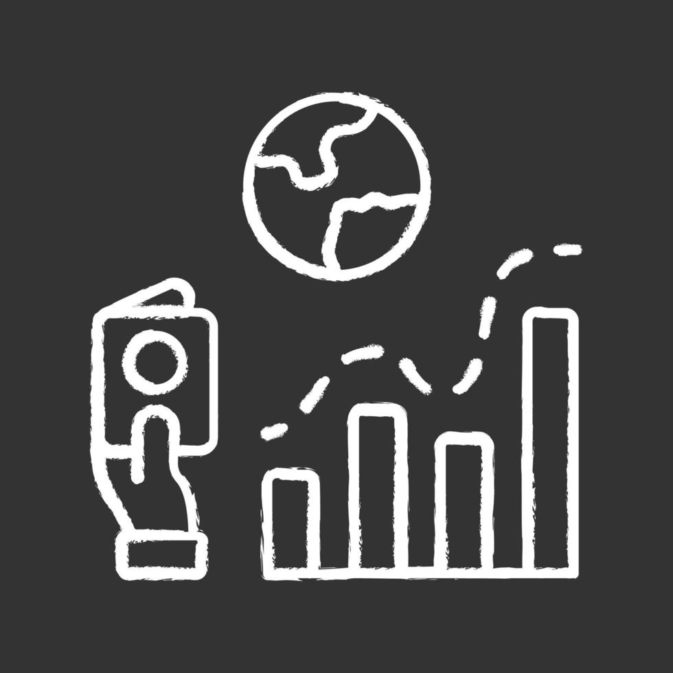 Kreidesymbol für die Einwanderungsrate. Geschäftsanalyse, analytische Forschung. Daten Präsentation. internationale Migration. Balkendiagramm. Infografiken analysieren. isolierte vektortafelillustration vektor