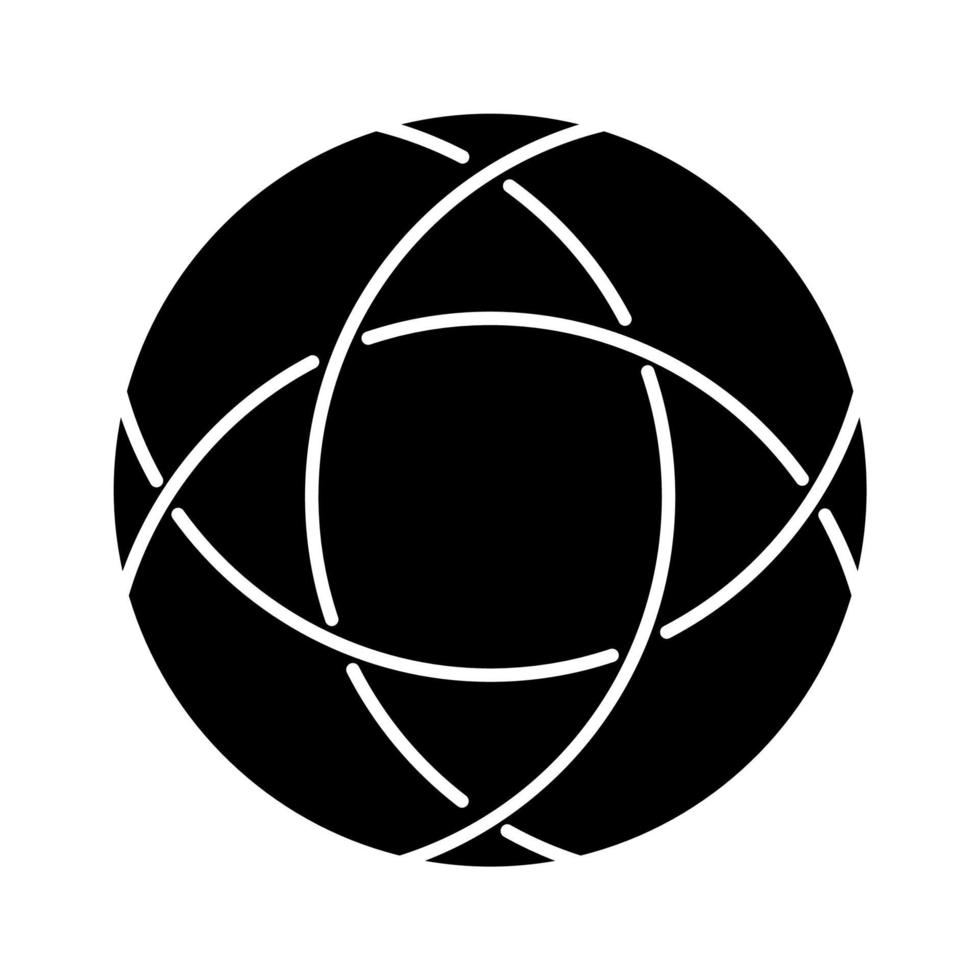 stängd polygonal kurva glyph ikon. rund geometrisk figur. cirkel korsad med kurvor. enkelt märke. abstrakt form. isometrisk form. silhuett symbol. negativt utrymme. vektor isolerade illustration