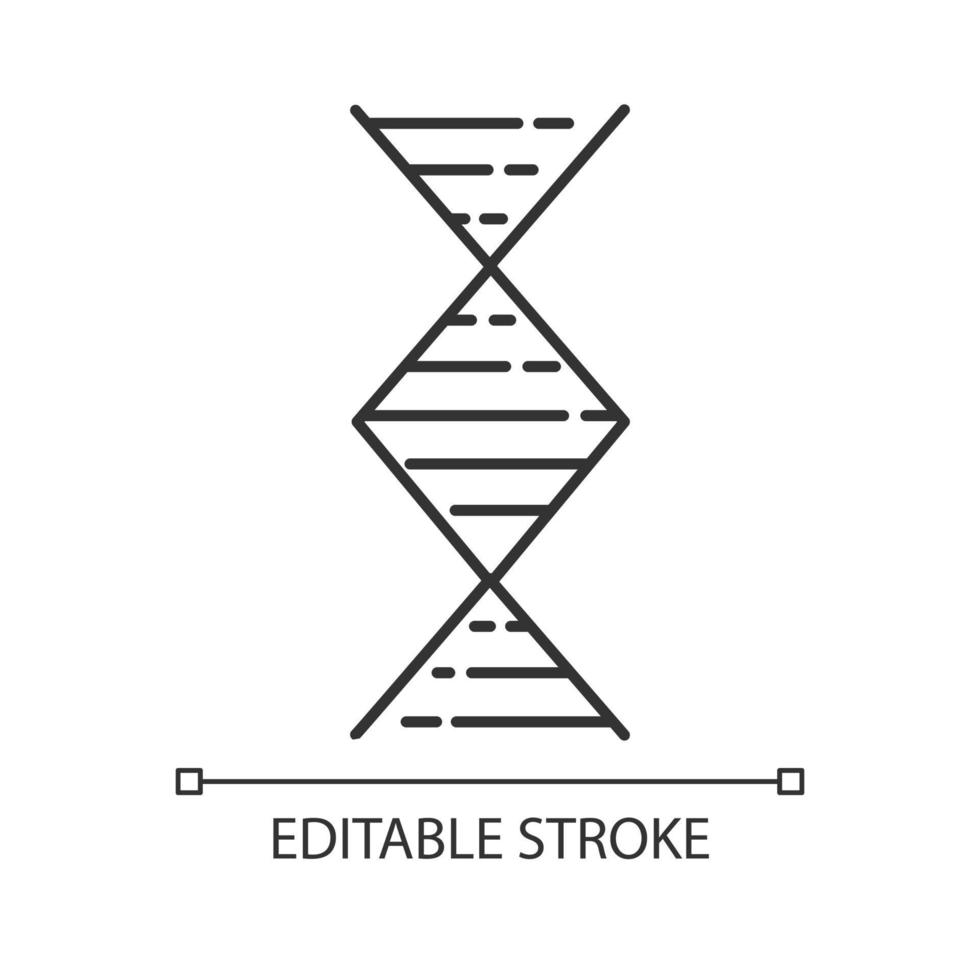 Rautenförmiges DNA-Helix-lineares Symbol. Desoxyribonukleinsäure, Nukleinsäure. Molekularbiologie. genetischer Code. dünne Linie Abbildung. Kontursymbol. Vektor isolierte Umrisszeichnung. bearbeitbarer Strich