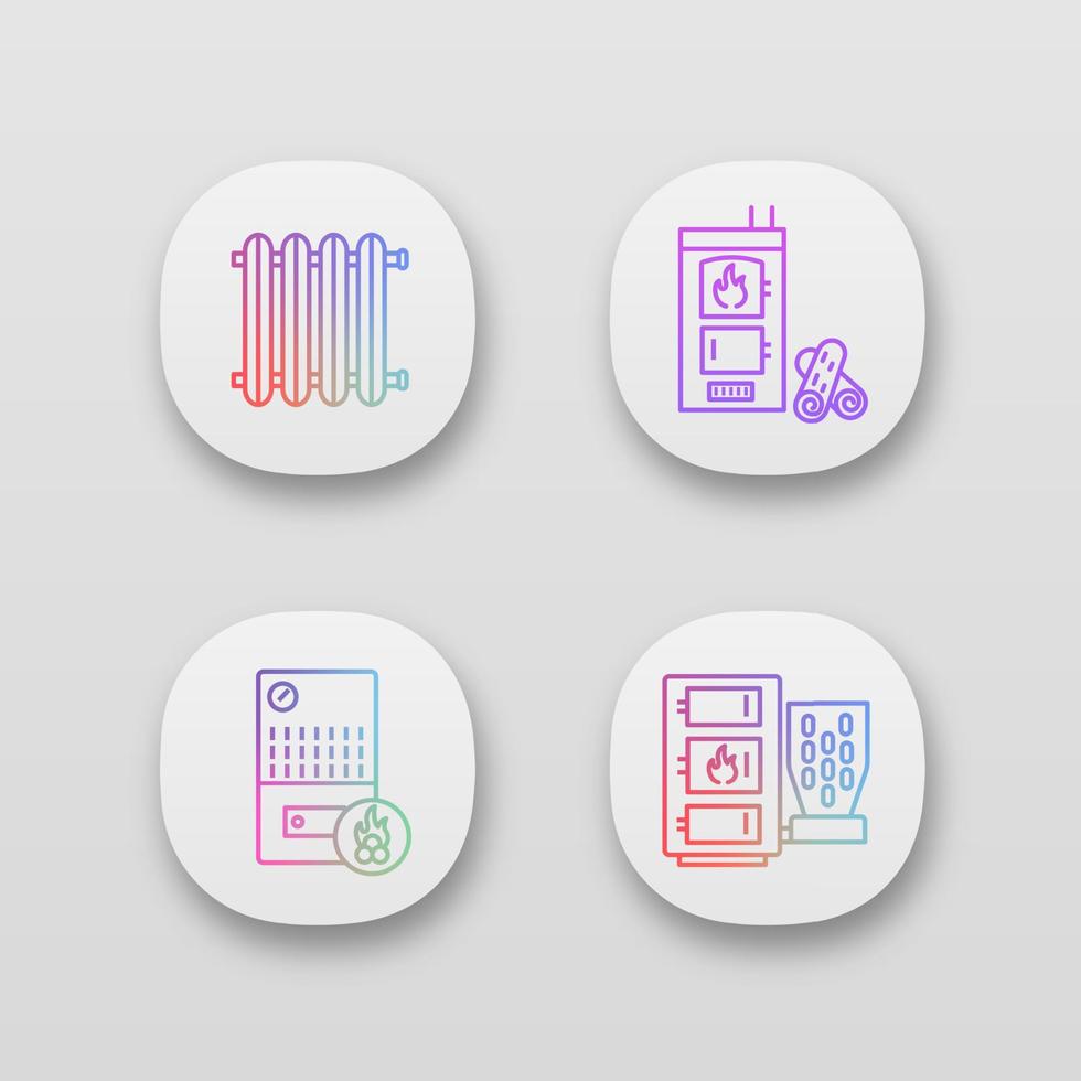 Heizungs-App-Icons gesetzt vektor