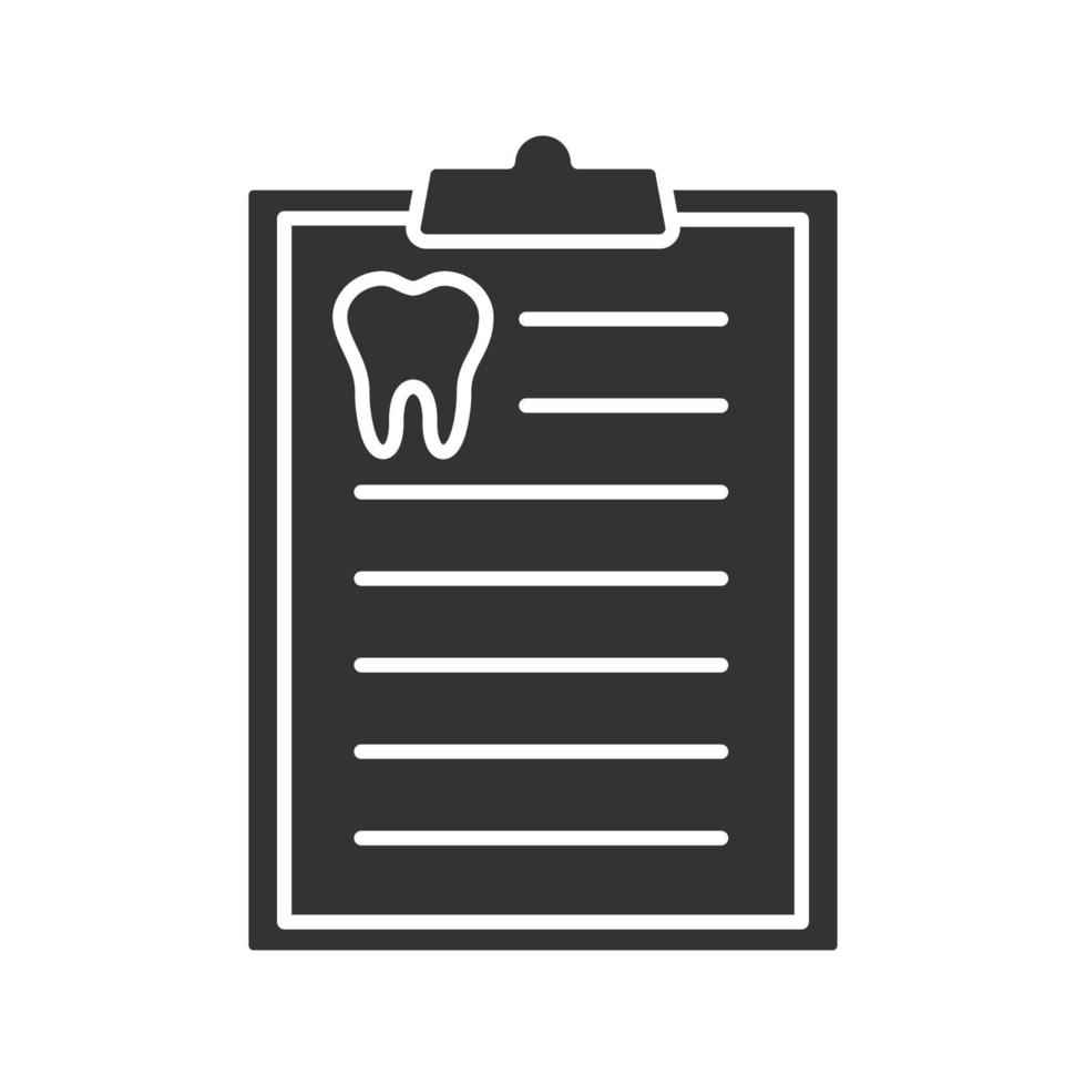 Glyphensymbol für Zahndiagnosebericht vektor