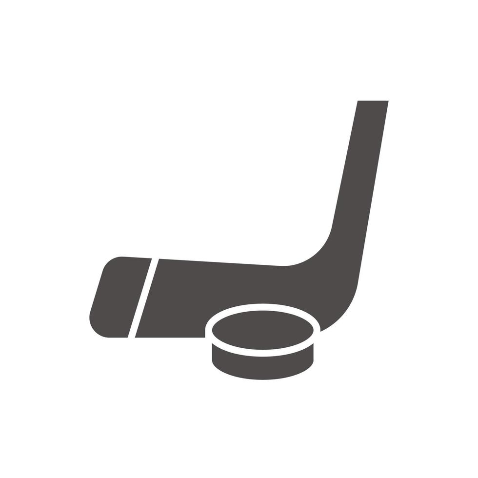 Symbol für Eishockey-Ausrüstung. Silhouette-Symbol. Hockey-Puck und -Stick. negativer Raum. isolierte Vektorgrafik vektor