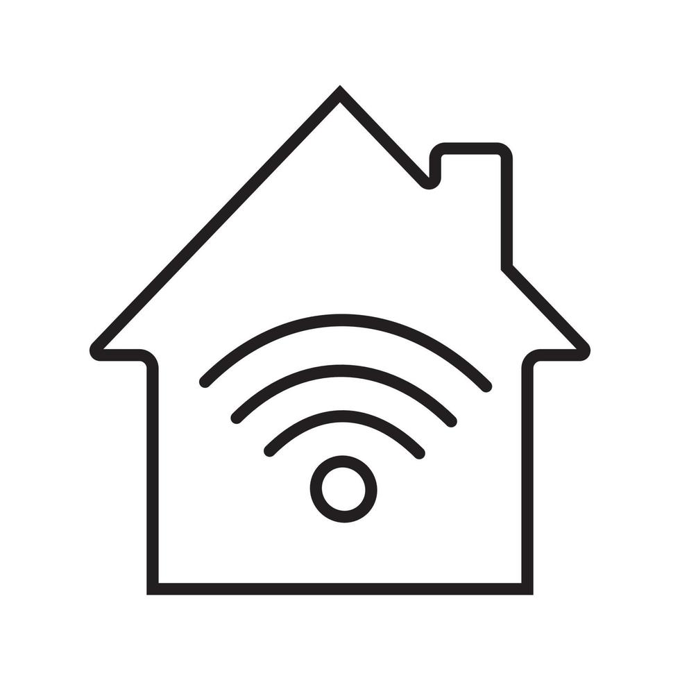 lineares Symbol für die Internetverbindung zu Hause. Wi-Fi-Signal dünne Linie Abbildung. Haus mit drahtlosem Signal innerhalb des Kontursymbols. Vektor isolierte Umrisszeichnung