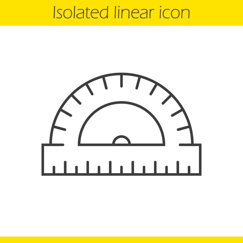 Lineares Symbol für den Winkelmesser der Schule. Lineal dünne Linie Abbildung. Schule transparentes Kontursymbol. Vektor isolierte Umrisszeichnung