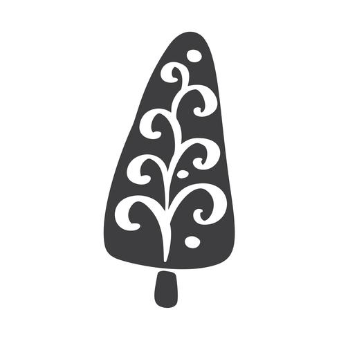 Weihnachtsbaum Vektor Symbol Silhouette. Einfaches Kontursymbol. Lokalisiert auf weißem Netzzeichenset der stilisierten Fichte. Skandinavische Karikaturabbildung der Handdraw