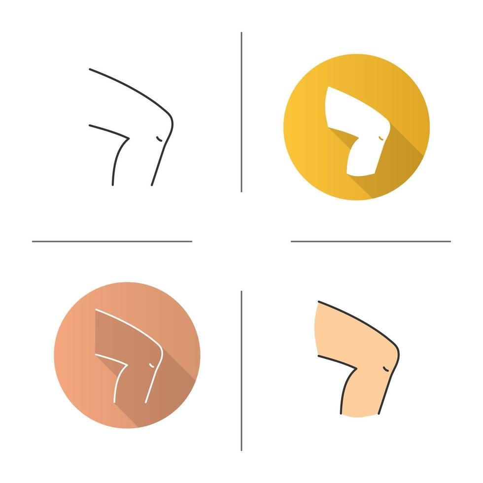 Knie-Symbol. flaches Design, lineare und Farbstile. isolierte vektorillustrationen vektor