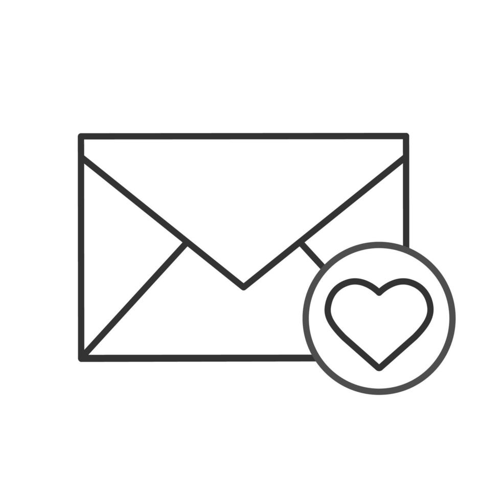 kärleksbrev linjär ikon. tunn linje illustration. alla hjärtans dag korrespondens kontursymbol. vektor isolerade konturritning