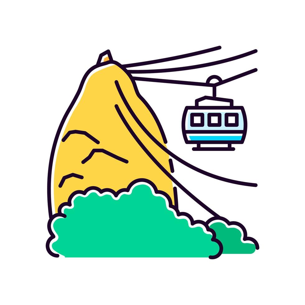 ropeway gul rgb -färgikon. complexo do alemao. brasilianskt landmärke. Sydamerika. favelas. stadstransporter. isolerad vektor illustration