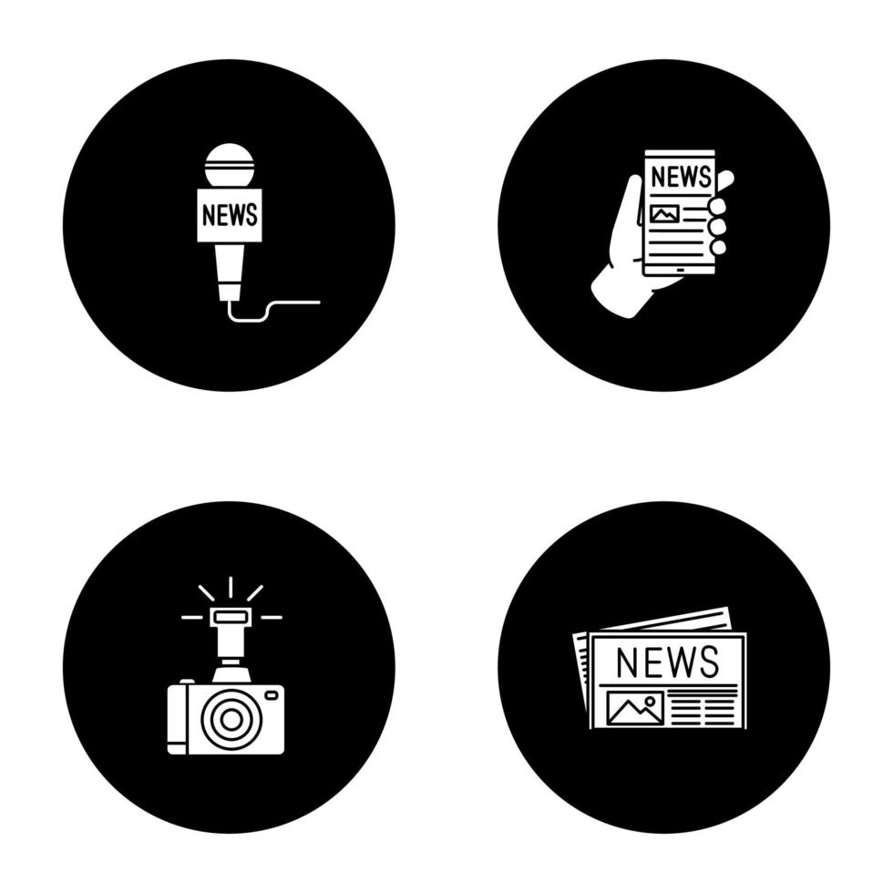 Massenmedien-Glyphen-Icons gesetzt vektor
