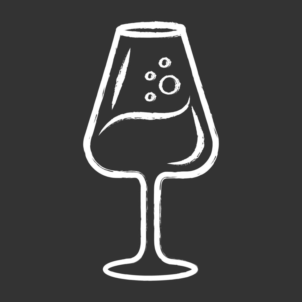 dessert vinglas krita ikon. alkoholdryck med bubblor. söt aperitifdryck. festcocktail. hamn vinglas. porslin, glas. bar, restaurang. isolerade vektor svarta tavlan illustration