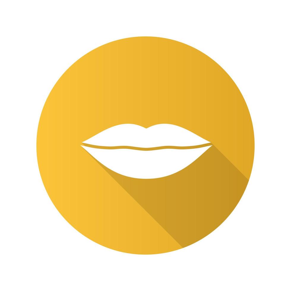 Lippen flaches Design lange Schatten Glyphe Symbol. Mund der Frau. Vektor-Silhouette-Abbildung vektor