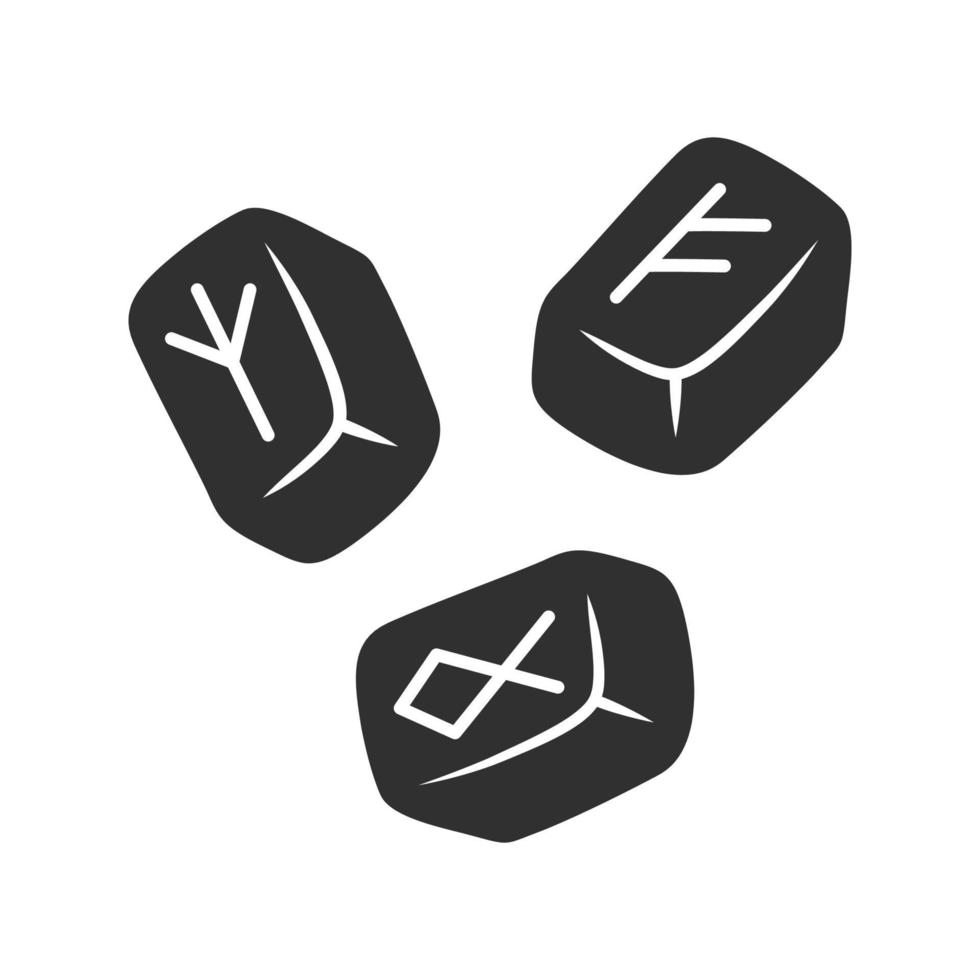 runstenar glyph ikon. silhuett symbol. skandinaviska, nordiska runstenar. vikingalfabetstenar. runläsning, spådom. keltiska mysterier. negativt utrymme. vektor isolerade illustration