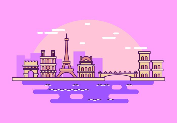 Stadsbilden Paris Outline Style Vector