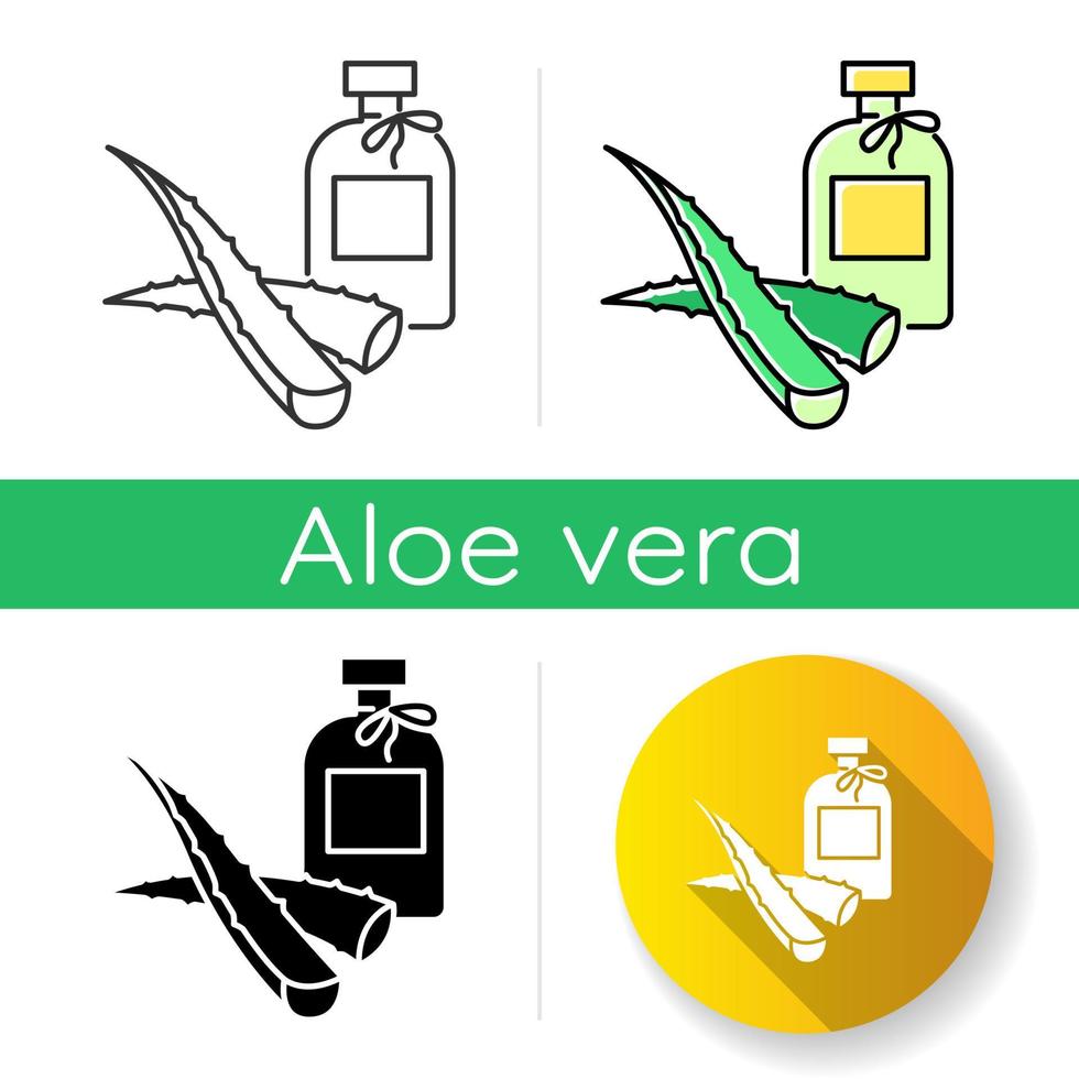 naturlig lotionikon. ekologisk grädde med aloe vera. växtbaserad kosmetika. hudvård naturprodukt, dermatologi och skönhet. linjära svarta och rgb -färger. isolerade vektorillustrationer vektor