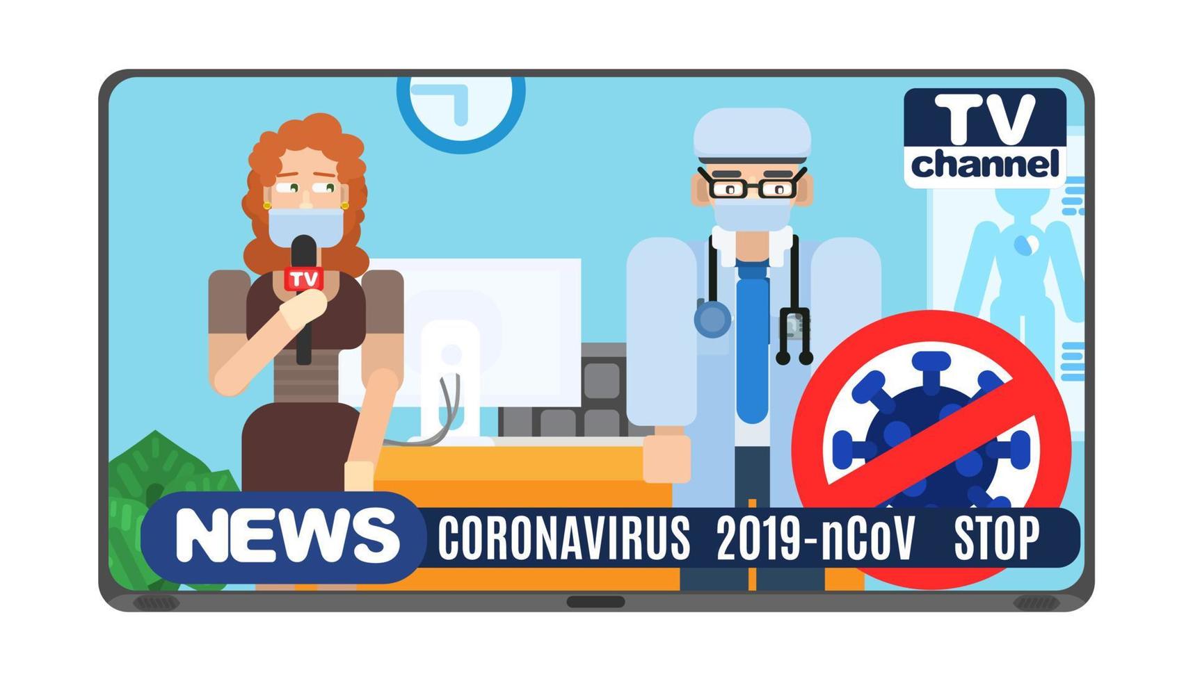 läkare intervju med coronavirus. ny nyhetsvektor vektor