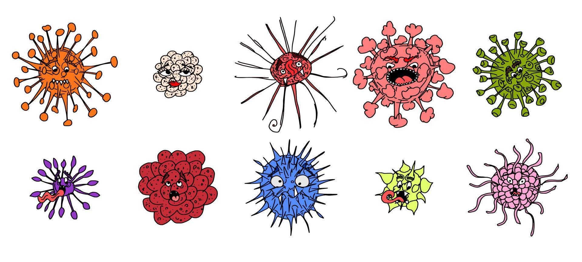 lustige Charaktere Mikroben und Viren. Neu vektor