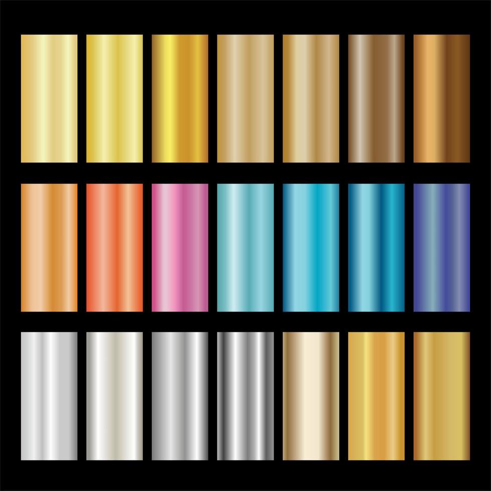metallische farbverlauf sammlung verschiedene farben illustration vektor