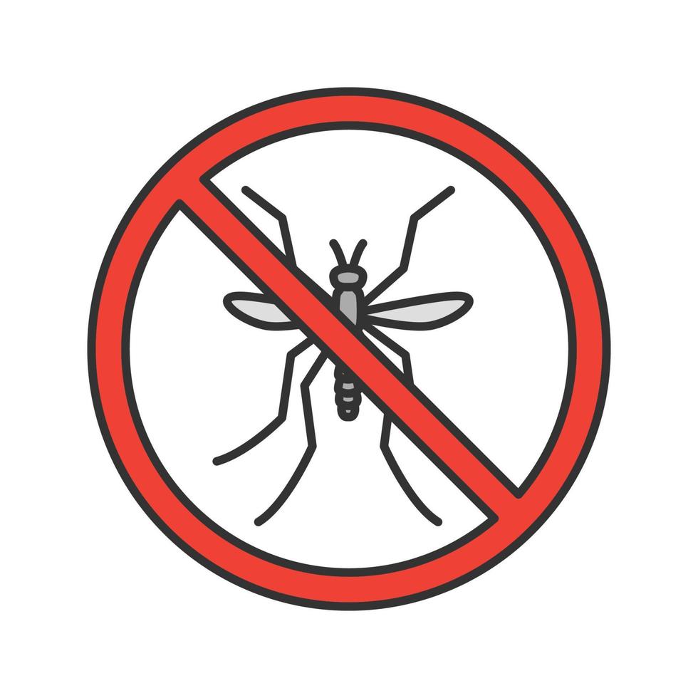 Stoppen Sie Mücken unterzeichnen Farbsymbol. Fluginsekten abweisend. Schädlingsbekämpfung. isolierte Vektorillustration vektor