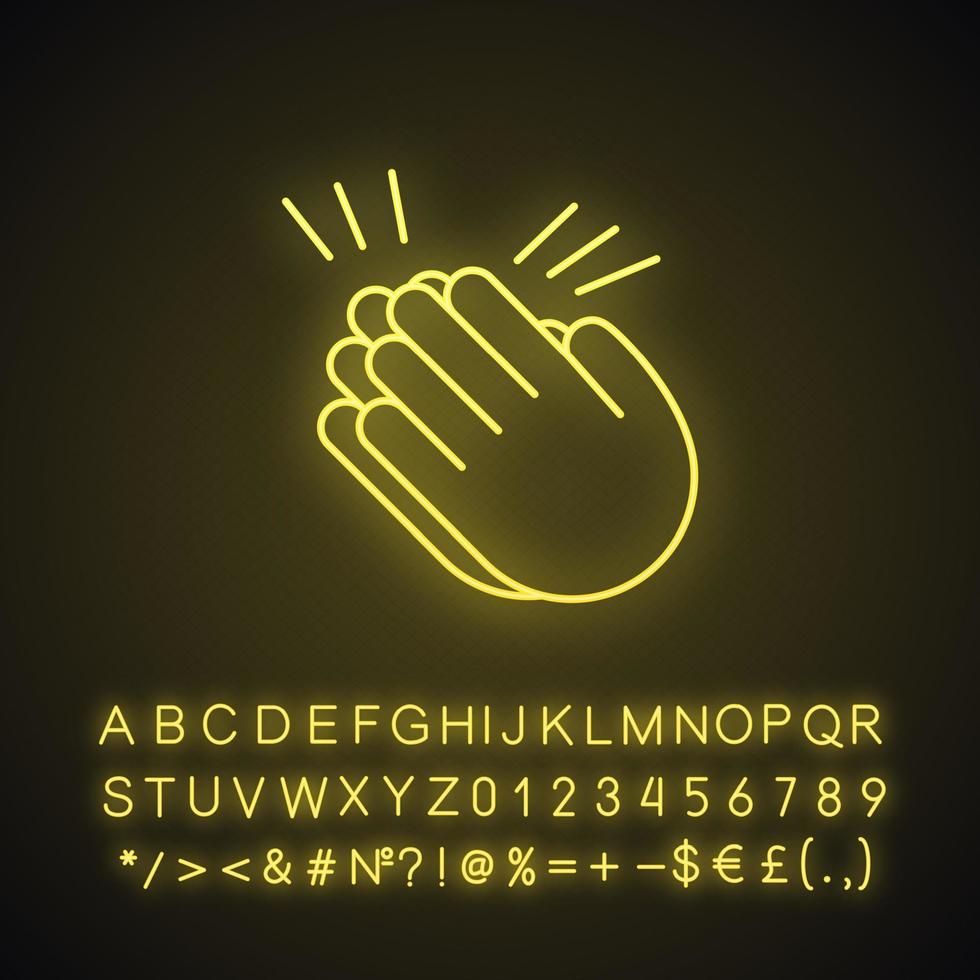 klatschende Hände Emoji Neonlicht-Symbol vektor