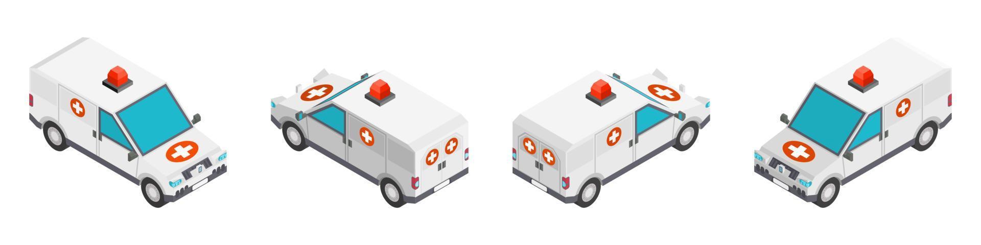 Krankenwagen im isometrischen Stil. neu zeichnen vektor