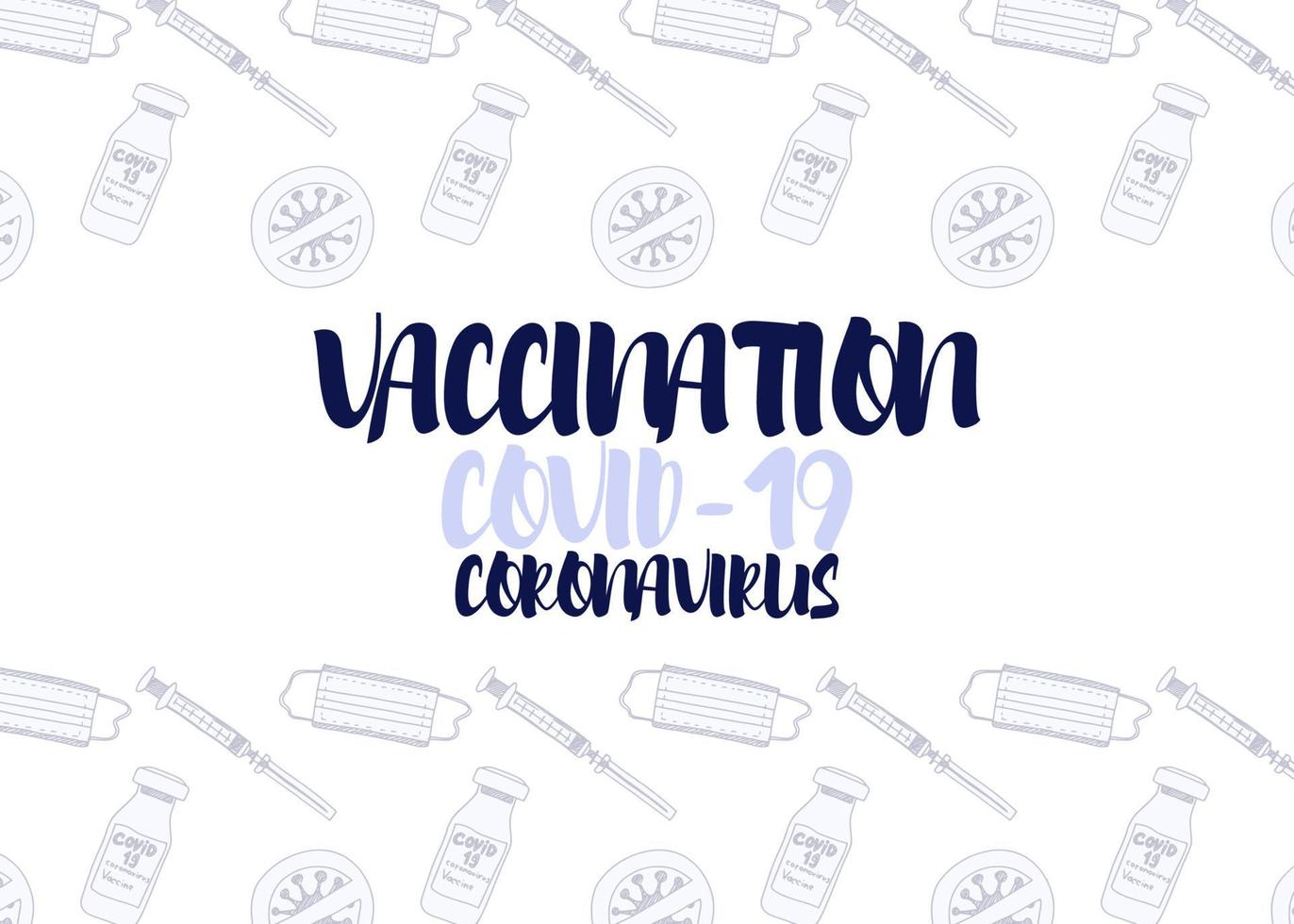 Coronavirus-Impfplakat mit Kritzeleien-Skizze vektor