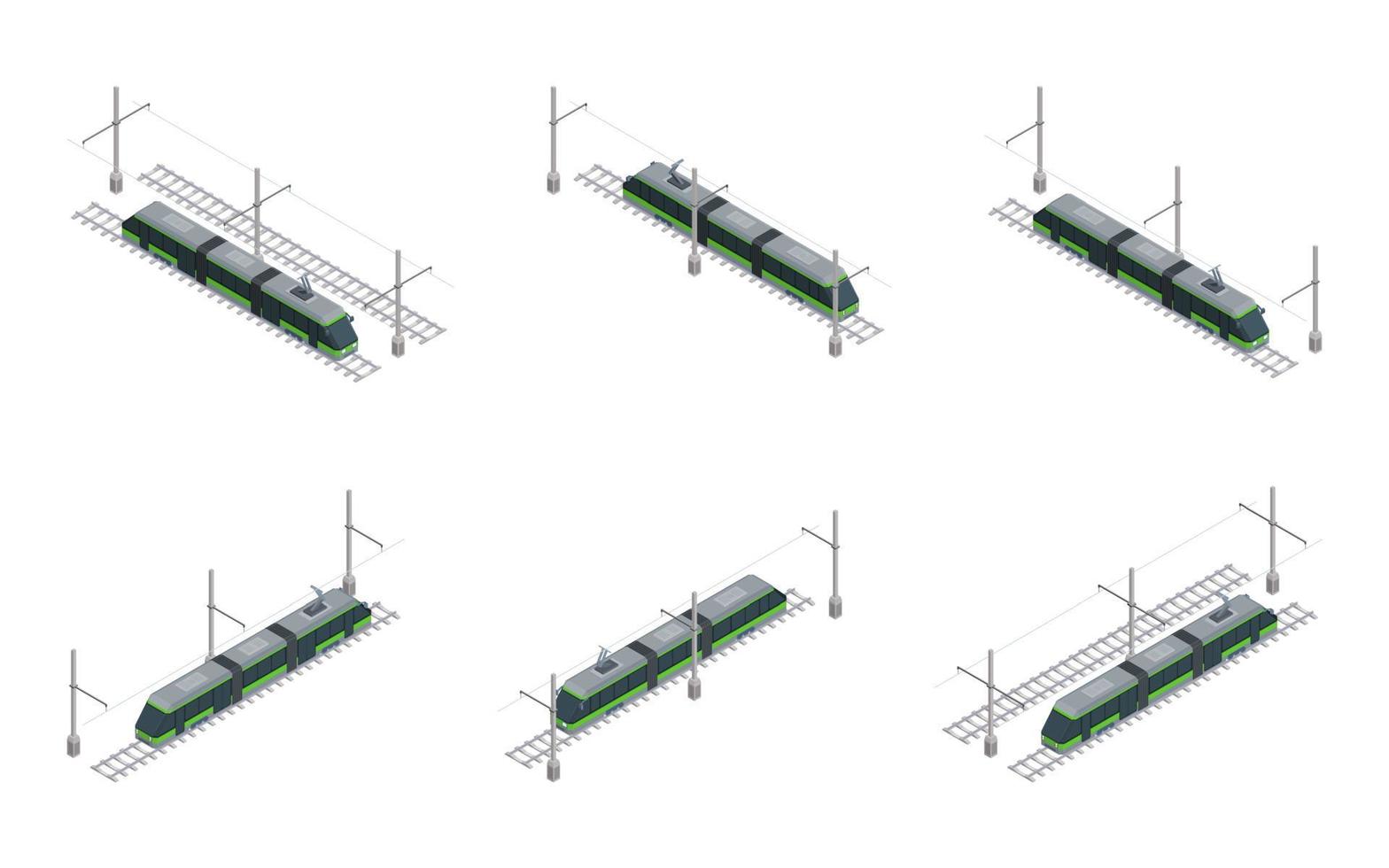 eisenbahn straßenbahn grün moderner öffentlicher verkehr stadt vektor