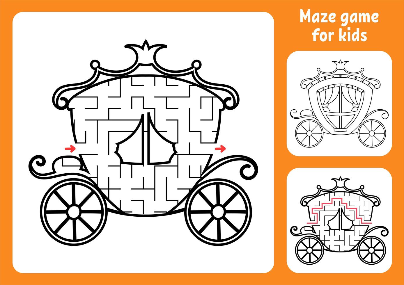 abstraktes Labyrinth. magischer Wagen. Spiel für Kinder. Puzzle für Kinder. Labyrinth Rätsel. den richtigen Weg finden. Arbeitsblatt Bildung. mit Antwort. vektor