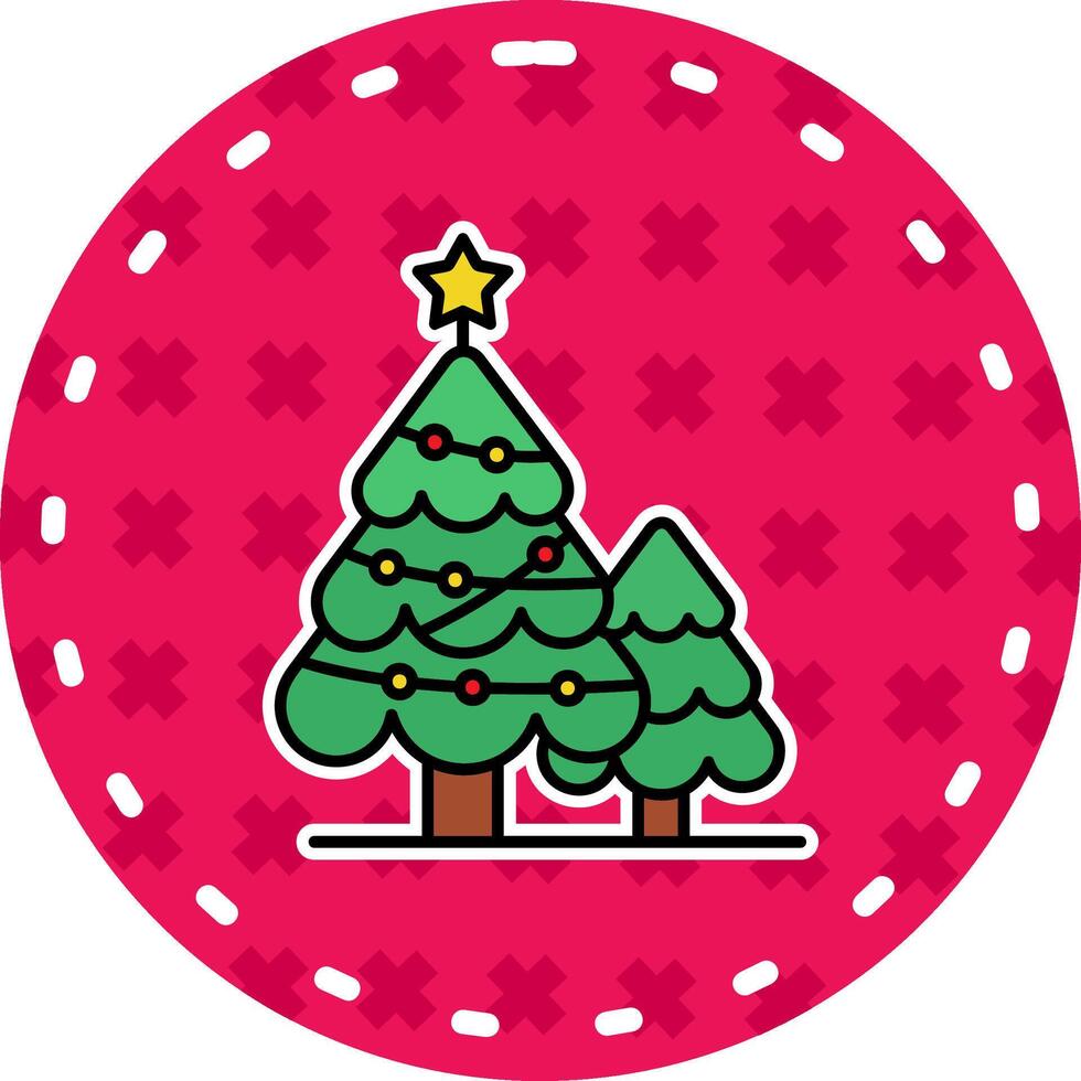 Weihnachten Baum Linie gefüllt Aufkleber Symbol vektor
