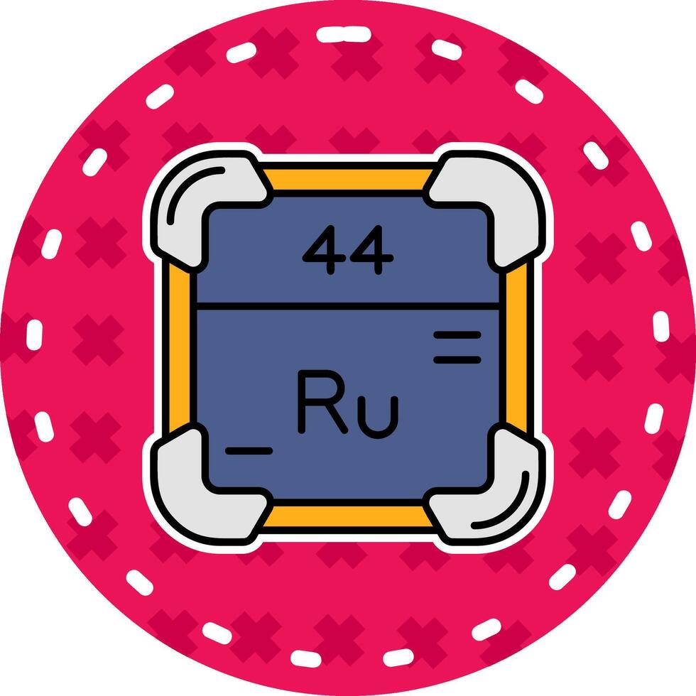 rutenium linje fylld klistermärke ikon vektor