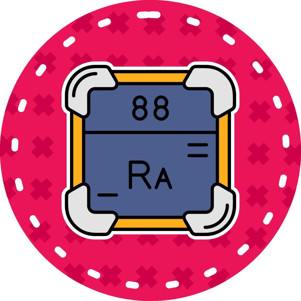 Radium Linie gefüllt Aufkleber Symbol vektor