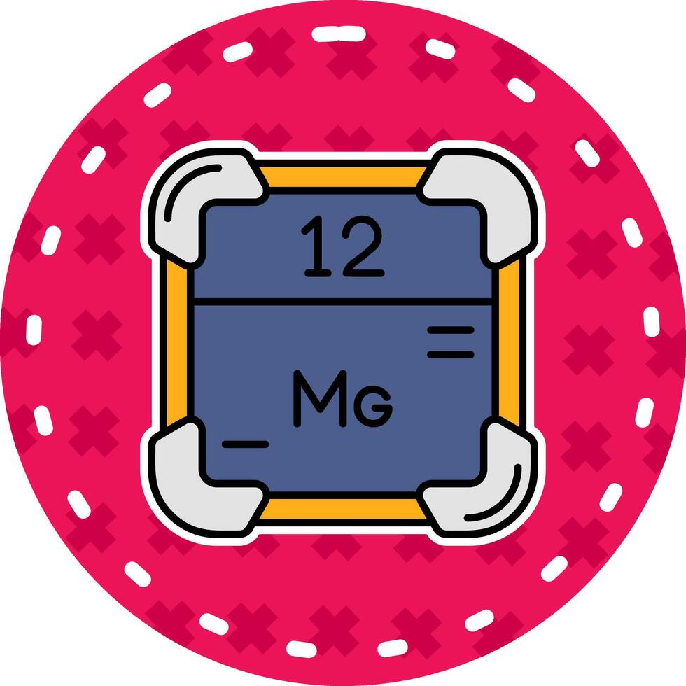 Magnesium Linie gefüllt Aufkleber Symbol vektor