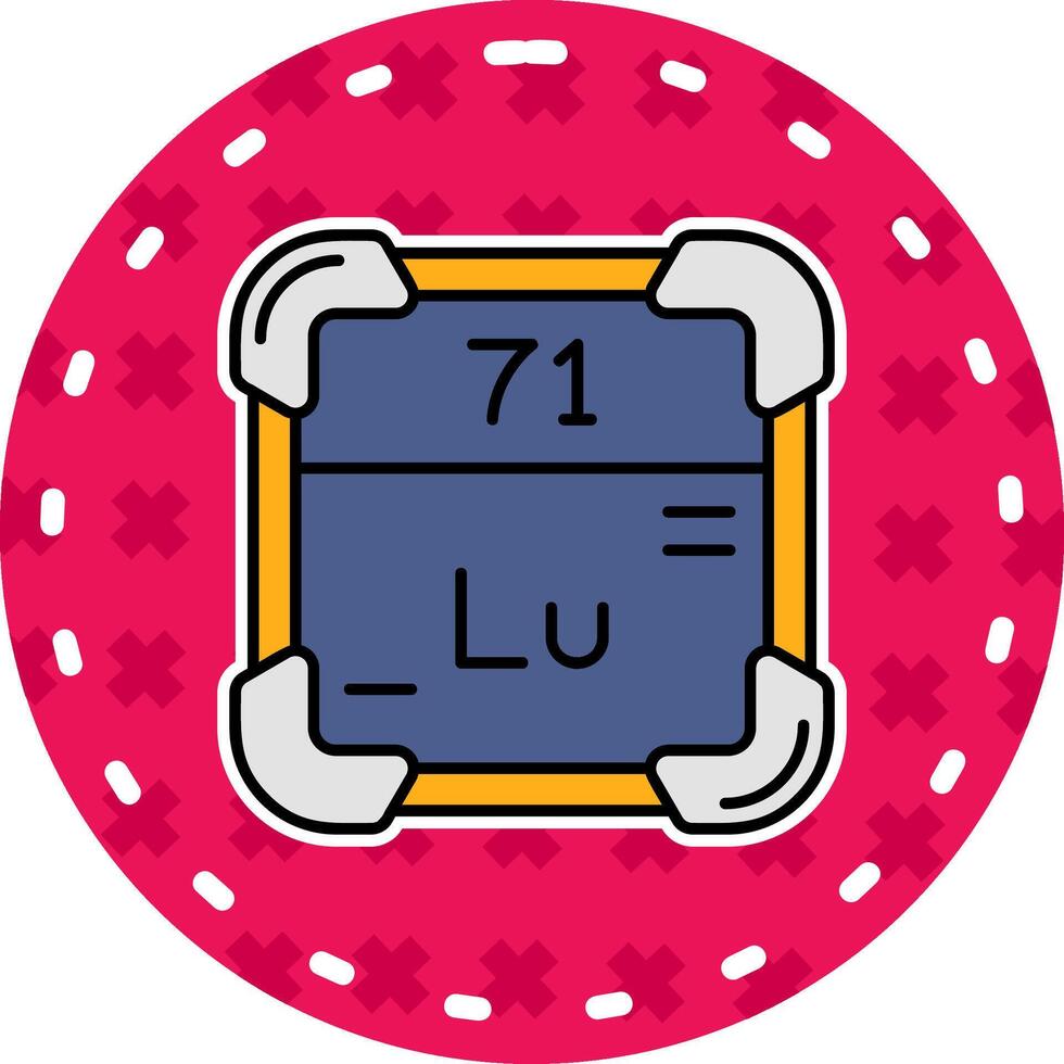 Lutetium Linie gefüllt Aufkleber Symbol vektor