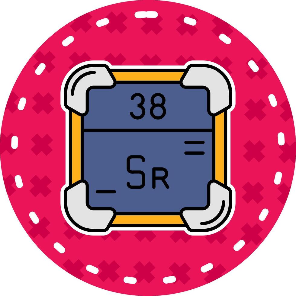 Strontium Linie gefüllt Aufkleber Symbol vektor