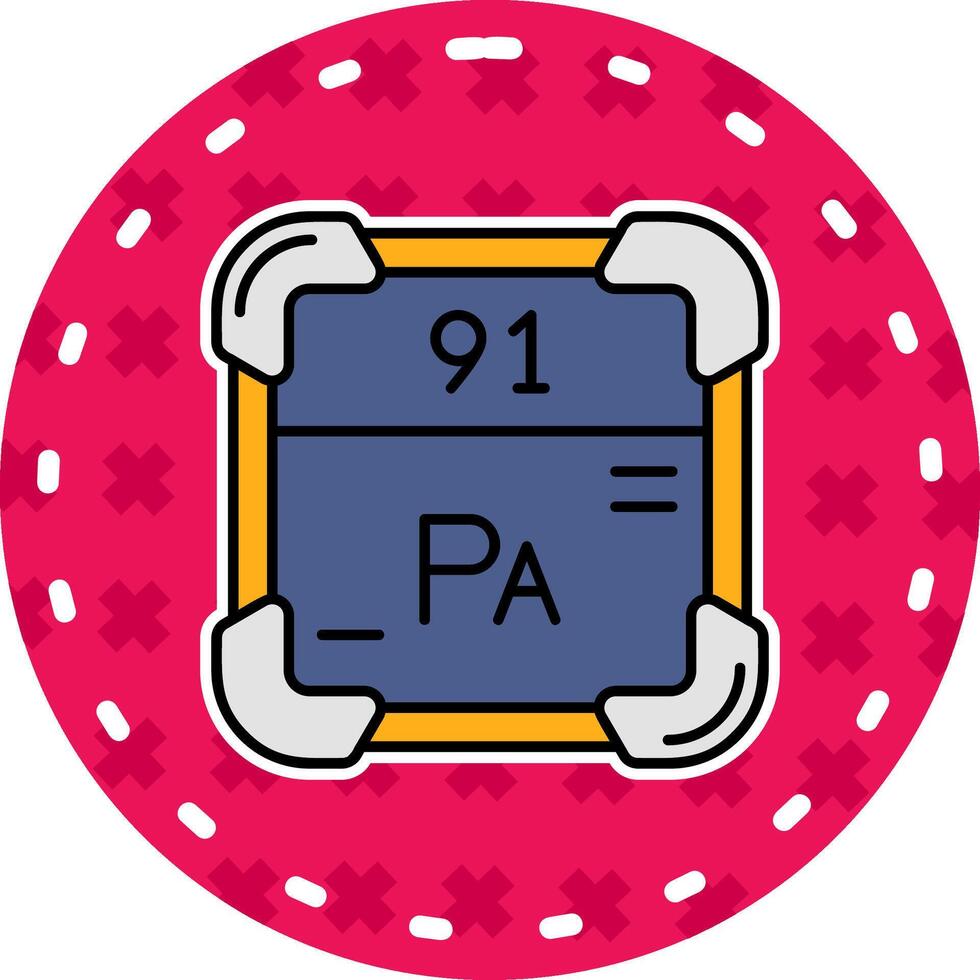 Protactinium Linie gefüllt Aufkleber Symbol vektor