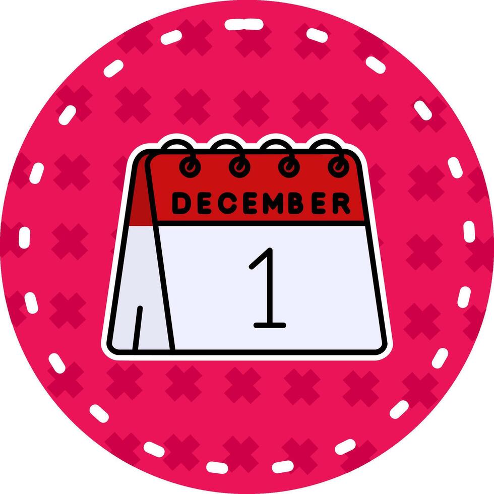 1:a av december linje fylld klistermärke ikon vektor