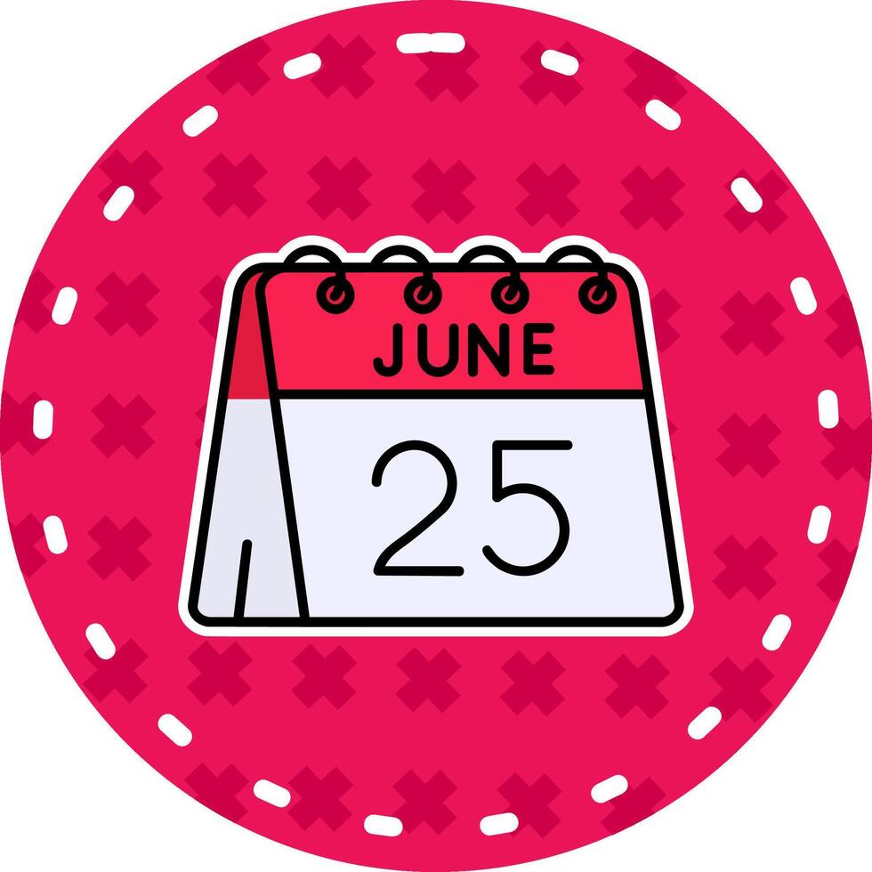 25:e av juni linje fylld klistermärke ikon vektor