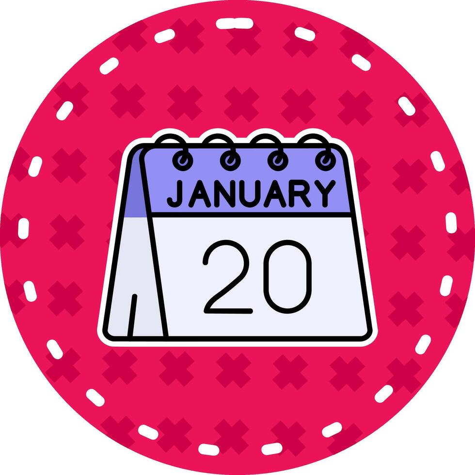 20:e av januari linje fylld klistermärke ikon vektor