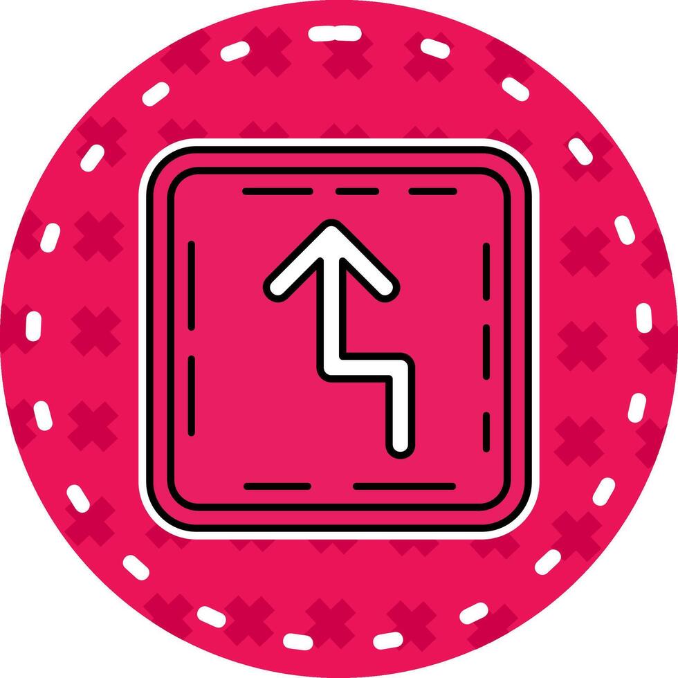 sicksack- linje fylld klistermärke ikon vektor