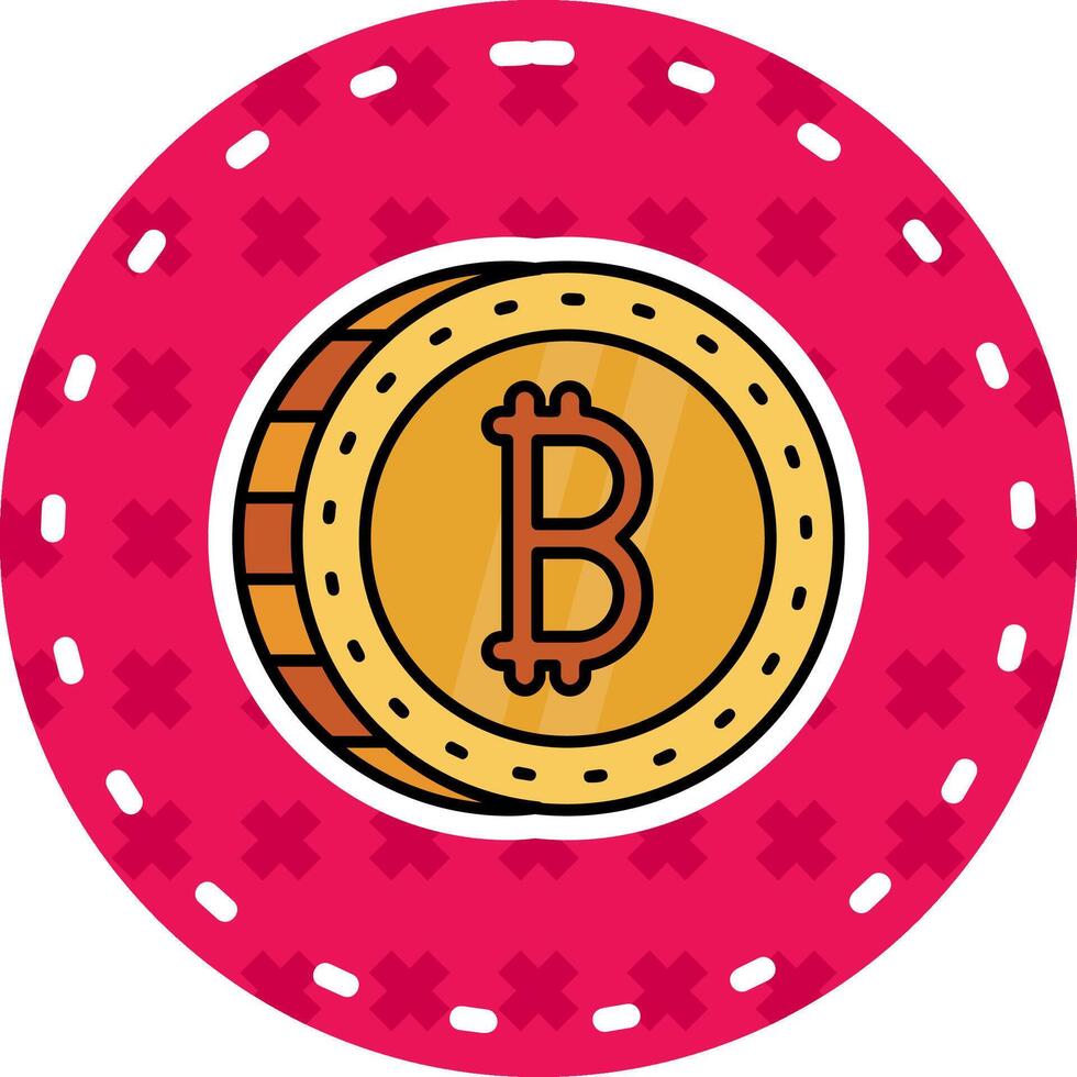 bitcoin linje fylld klistermärke ikon vektor