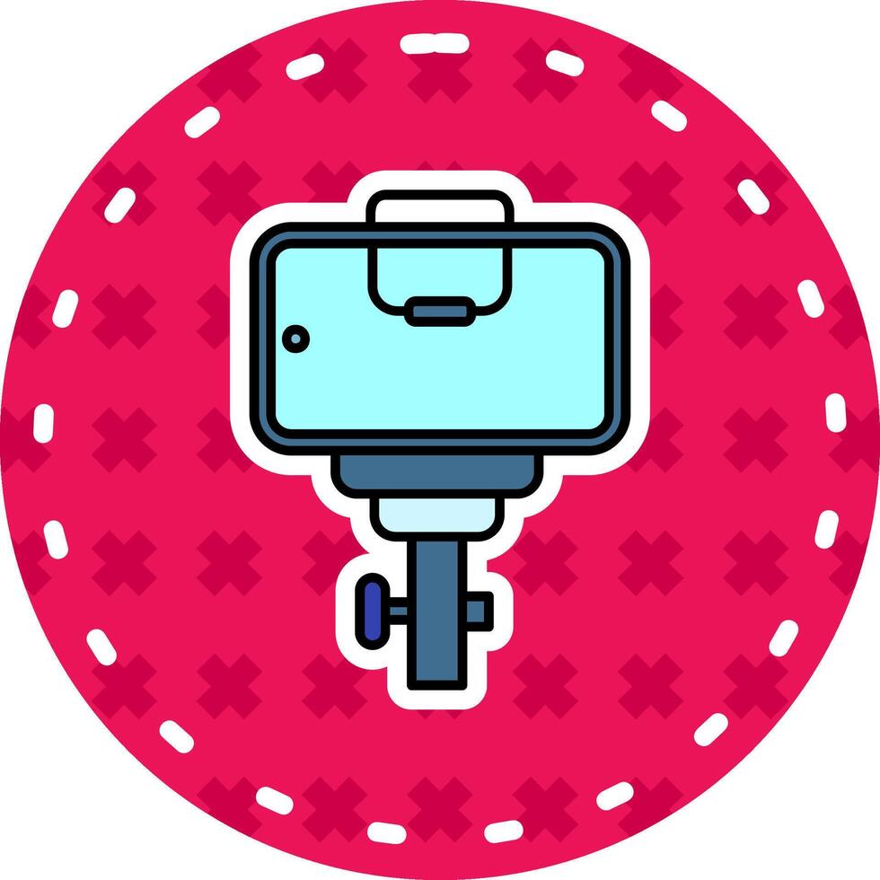 selfie linje fylld klistermärke ikon vektor