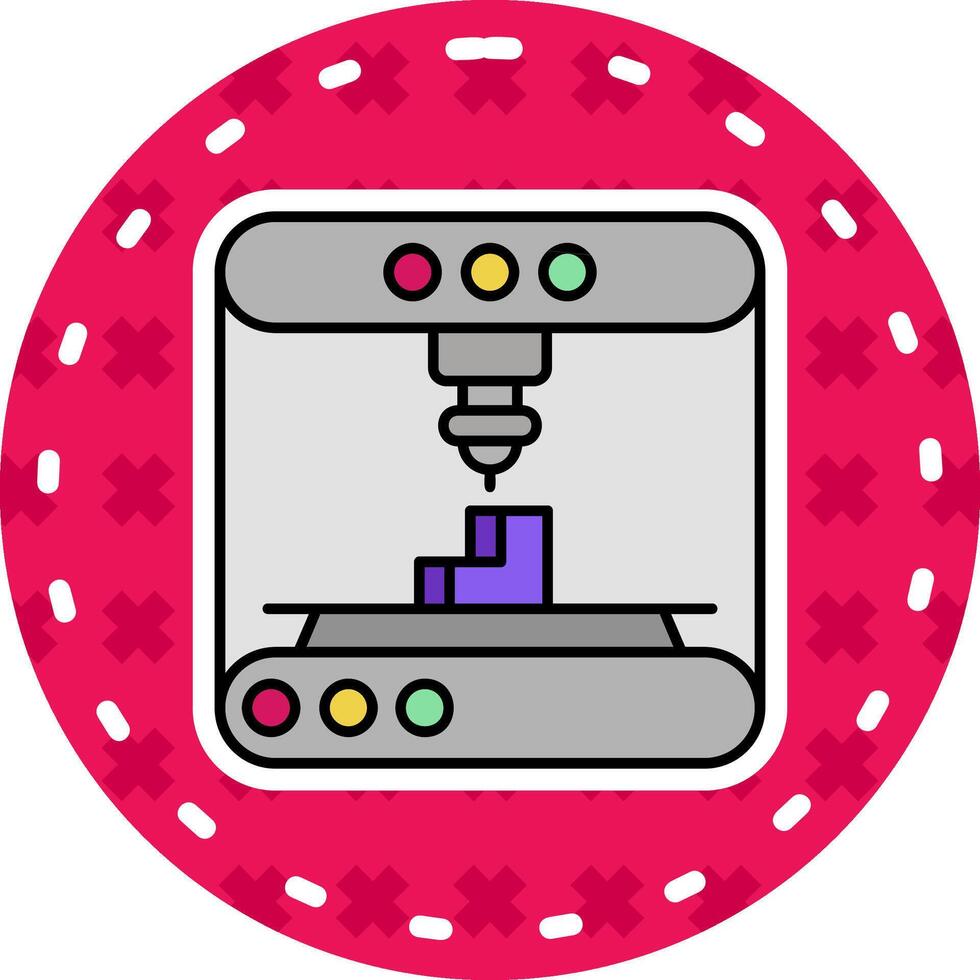 3d modellering linje fylld klistermärke ikon vektor