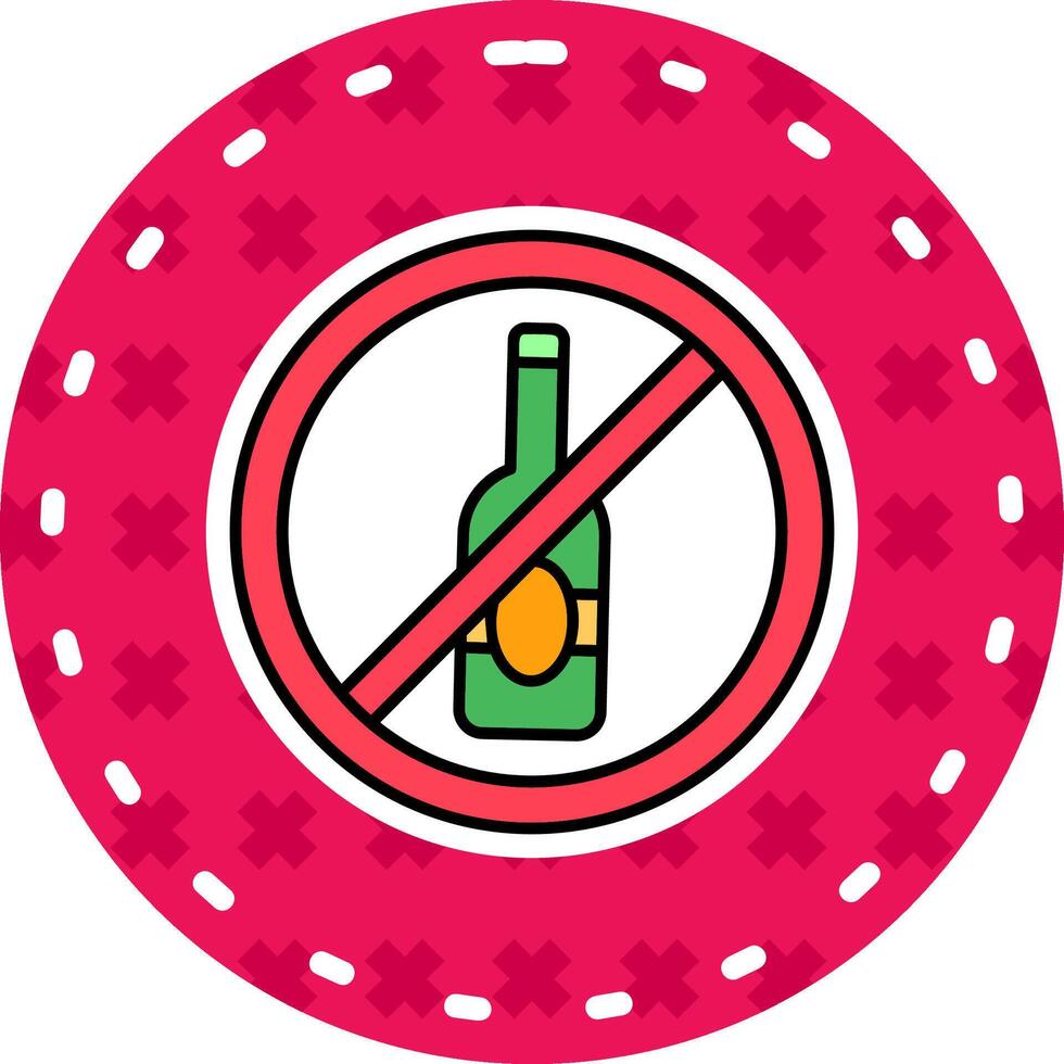 Nej alkohol linje fylld klistermärke ikon vektor