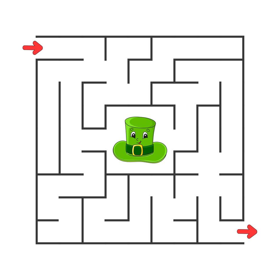 quadratisches Labyrinth. Spiel für Kinder. Puzzle für Kinder. Zeichentrickfigur. Labyrinth-Rätsel. Farbvektorillustration. finde den richtigen Weg. die Entwicklung des logischen und räumlichen Denkens. vektor