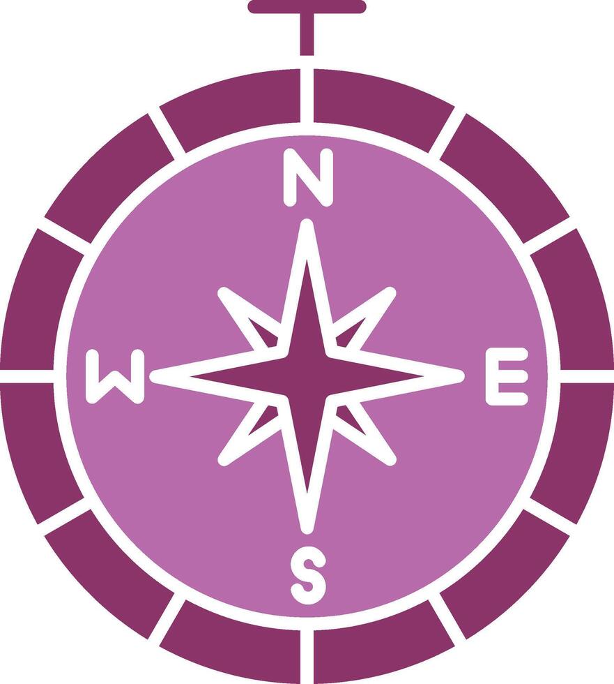 Kompass Glyphe zwei Farbe Symbol vektor