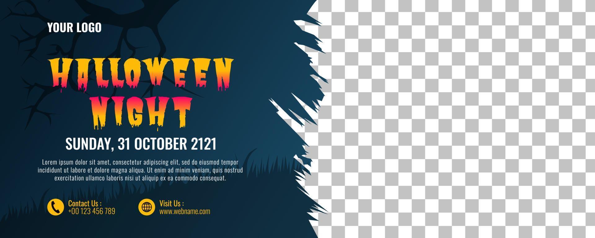 halloween banner eller festinbjudan bakgrundsdesignmall vektor