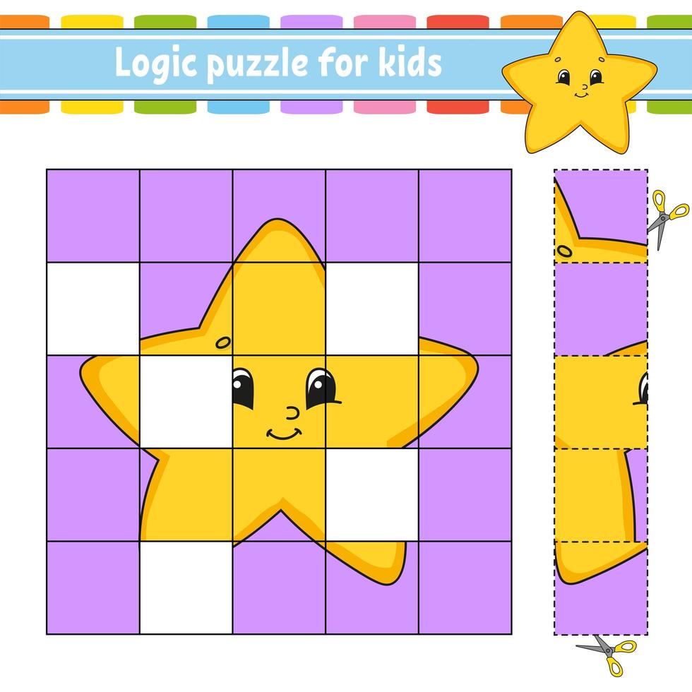 Logik-Puzzle für Kinder. Arbeitsblatt zur Entwicklung von Bildung. Lernspiel für Kinder. Aktivitätsseite. einfache flache isolierte Vektorillustration im niedlichen Karikaturstil. vektor