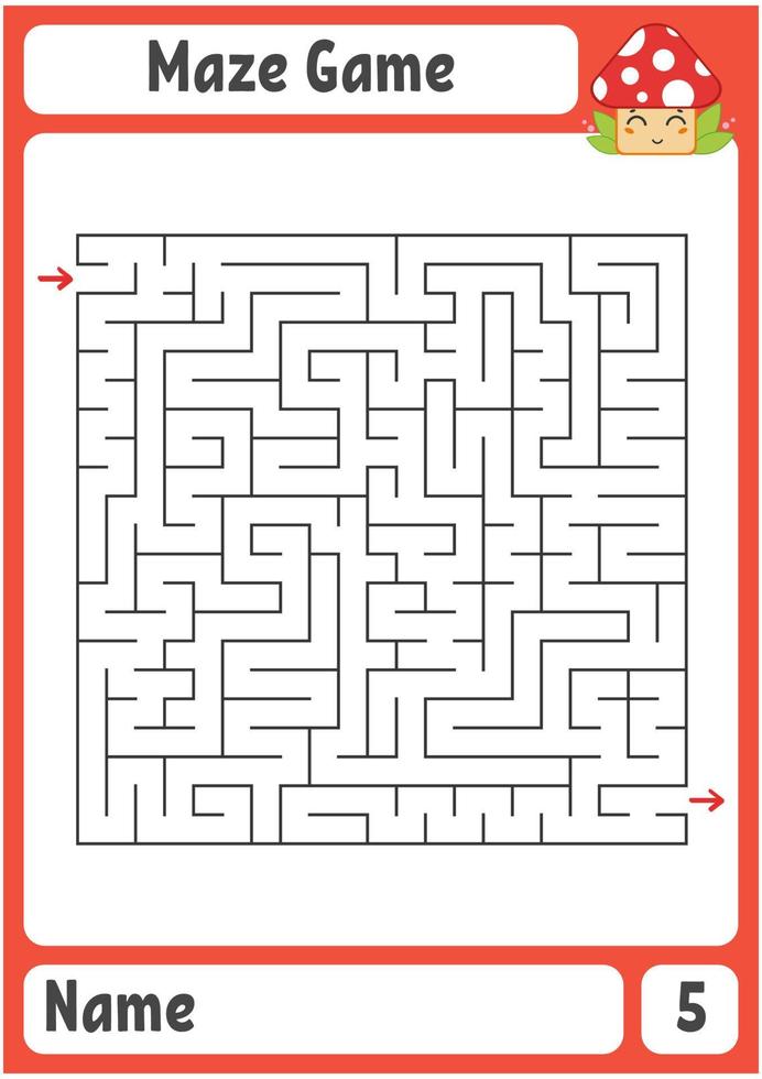 quadratisches Labyrinth. Spiel für Kinder. Puzzle für Kinder. Labyrinth Rätsel. Farbe-Vektor-Illustration. den richtigen Weg finden. die Entwicklung des logischen und räumlichen Denkens. vektor