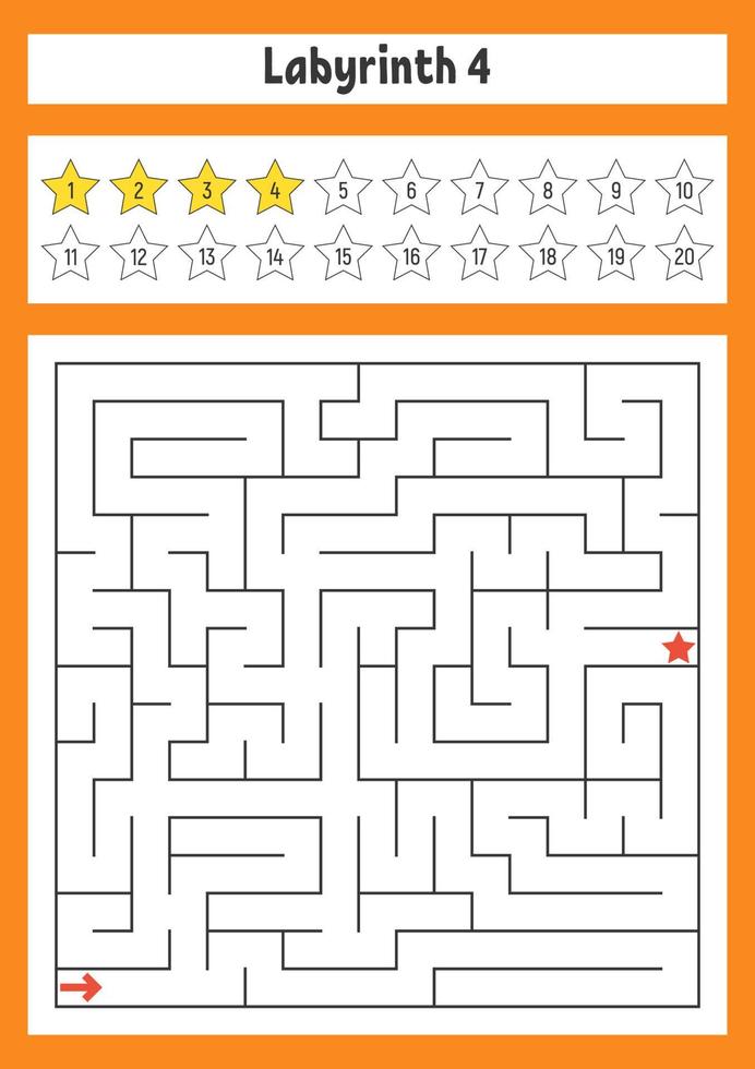 quadratisches Labyrinth. Spiel für Kinder. Puzzle für Kinder. Labyrinth Rätsel. Farbe-Vektor-Illustration. den richtigen Weg finden. die Entwicklung des logischen und räumlichen Denkens. vektor