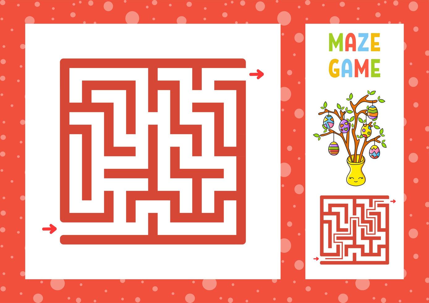 quadratisches Labyrinth. Spiel für Kinder. Puzzle für Kinder. glücklicher Charakter. Labyrinth Rätsel. Farbe-Vektor-Illustration. den richtigen Weg finden. mit Antwort. isolierte Vektor-Illustration. Cartoon-Stil. vektor